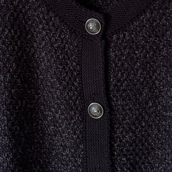 Torrid Button Up Cardigan Sweater Deep Black Marled Silver Buttons Cotton Blend - Picture 5 of 16